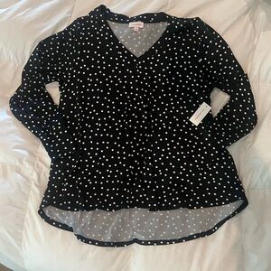Molly & Isadora Long Sleeve Polka Dot Blouse